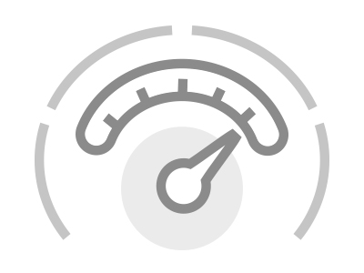 Gauge with needle pointing to high, indicating energy output or efficiency.
