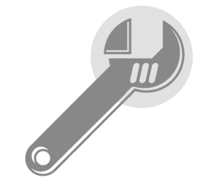 Gray wrench icon with circular background.
