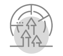 Abstract diagram with three upward arrows and circular design.