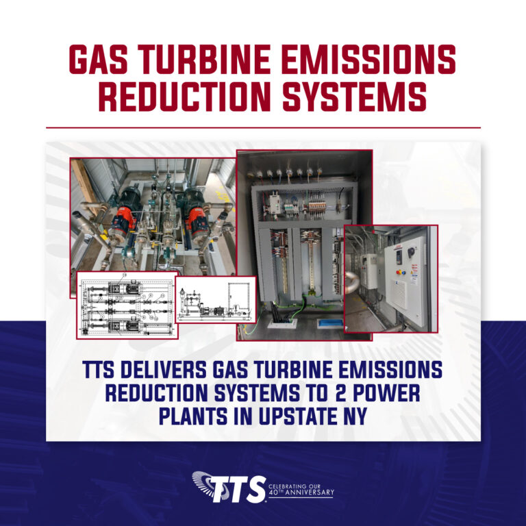 Gas turbine emissions reduction systems for power plants with technical diagrams and control panels.